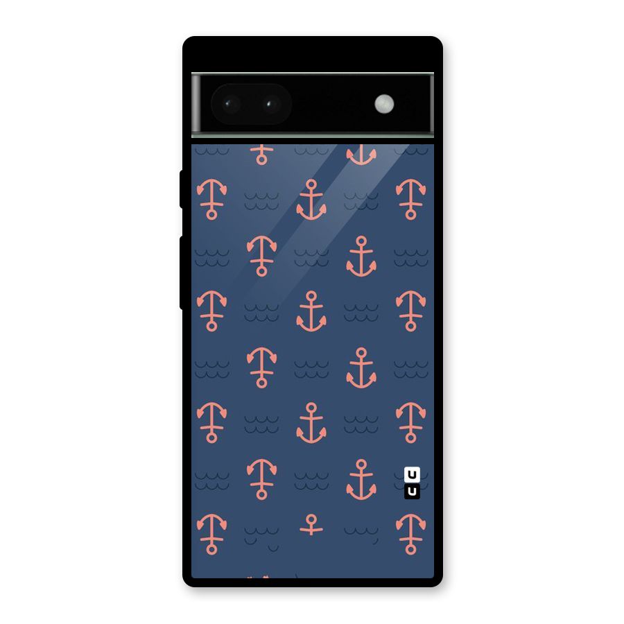 Anchor Sea Blue Glass Back Case for Google Pixel 6a