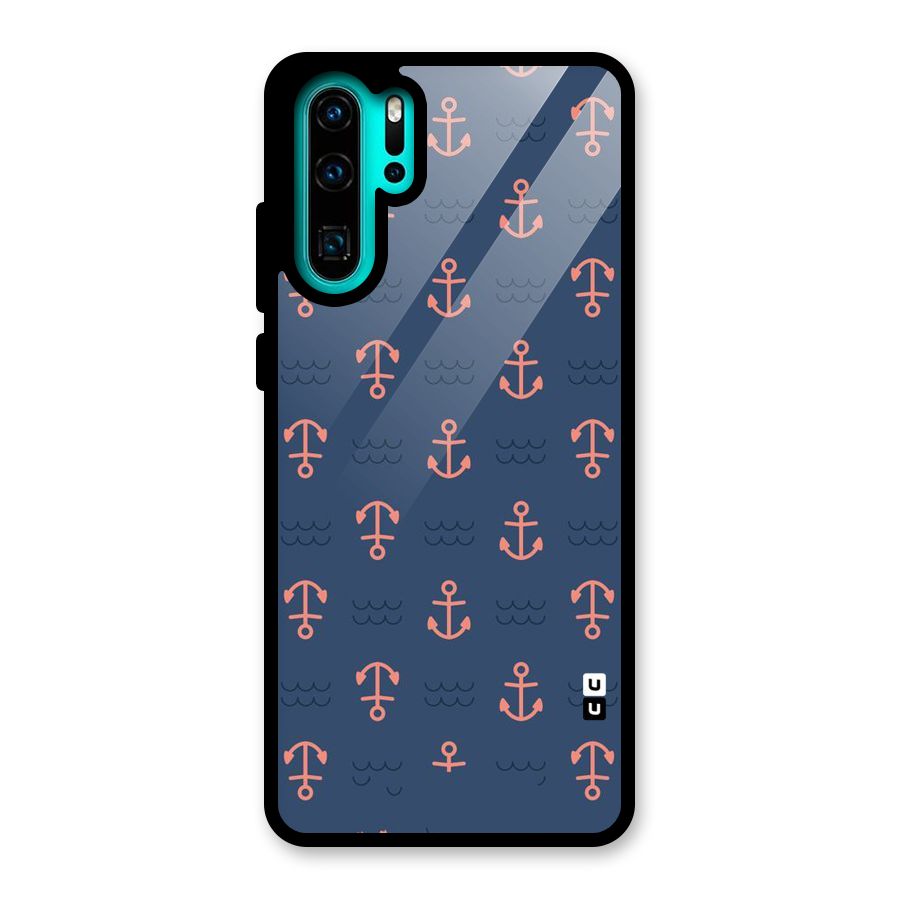 Anchor Sea Blue Glass Back Case for Huawei P30 Pro