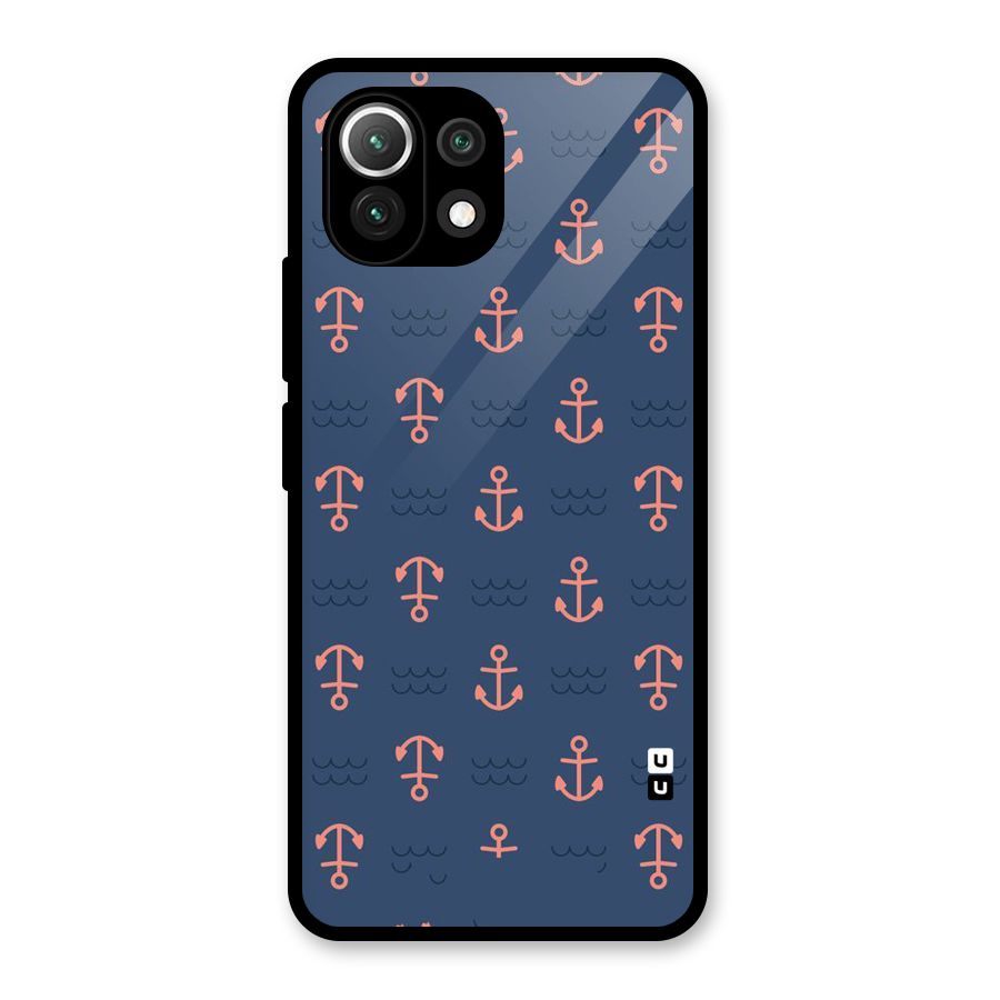 Anchor Sea Blue Glass Back Case for Mi 11 Lite