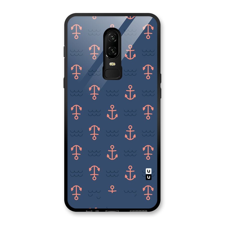Anchor Sea Blue Glass Back Case for OnePlus 6