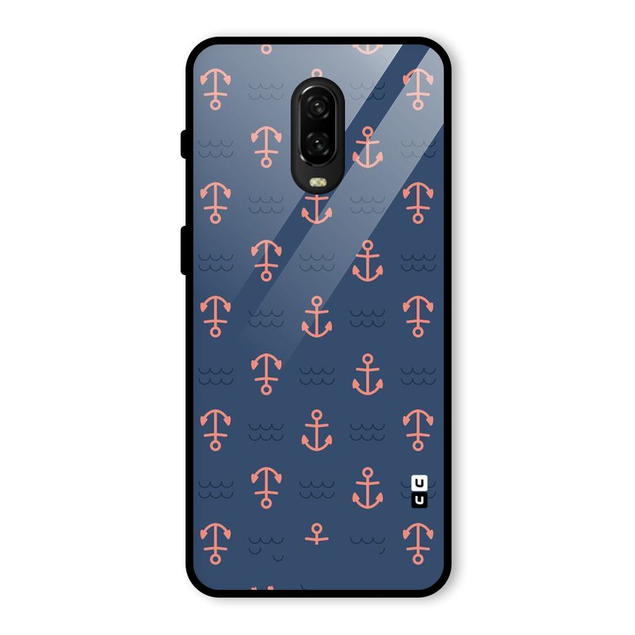 Anchor Sea Blue Glass Back Case for OnePlus 6T