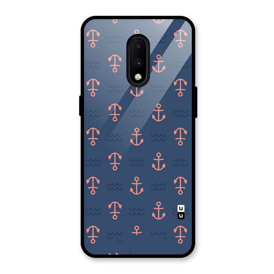 Anchor Sea Blue Glass Back Case for OnePlus 7