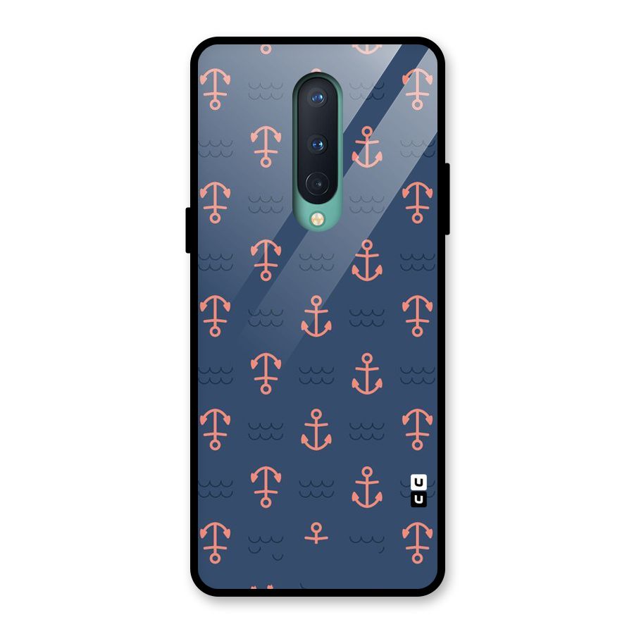 Anchor Sea Blue Glass Back Case for OnePlus 8