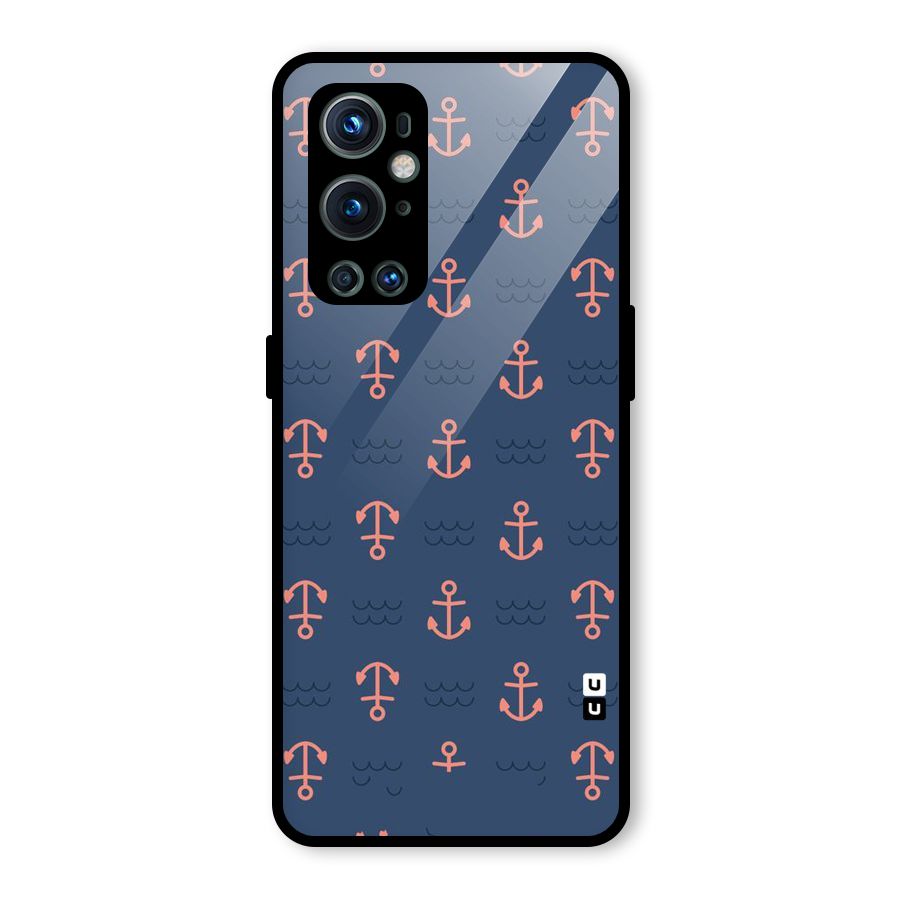 Anchor Sea Blue Glass Back Case for OnePlus 9 Pro