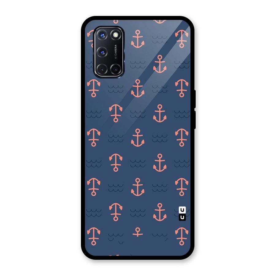 Anchor Sea Blue Glass Back Case for Oppo A52