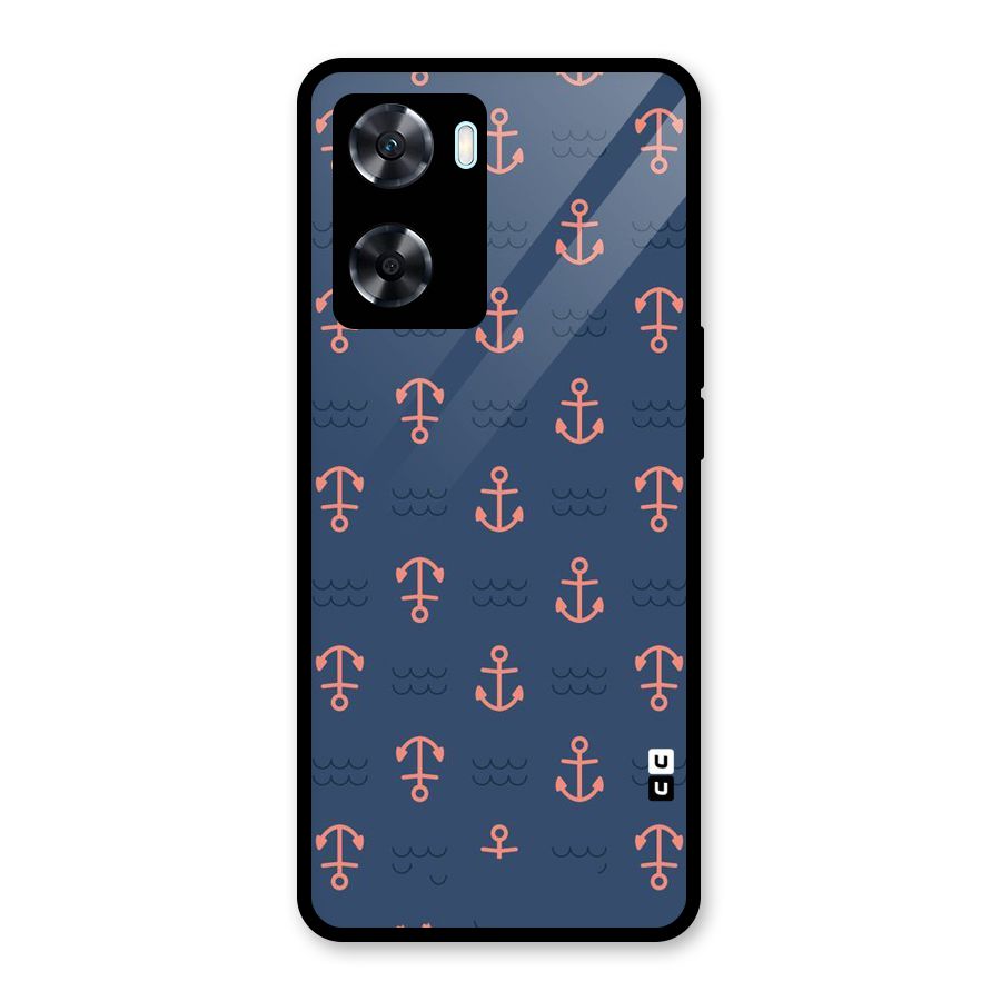 Anchor Sea Blue Glass Back Case for Oppo A77
