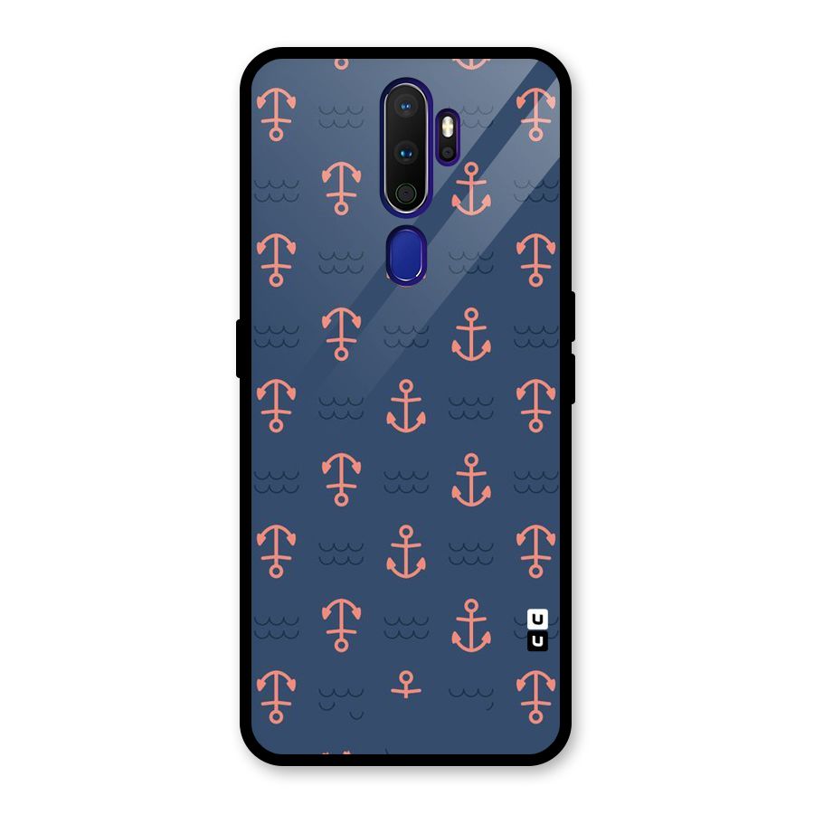 Anchor Sea Blue Glass Back Case for Oppo A9 (2020)