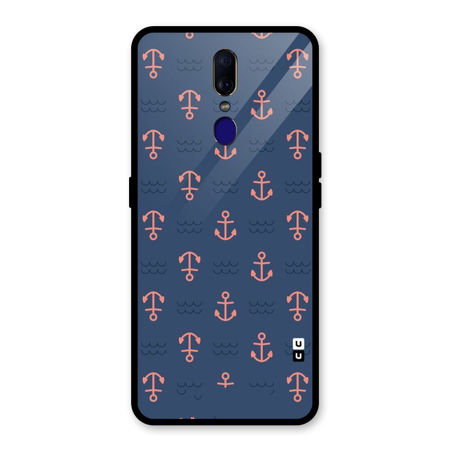 Anchor Sea Blue Glass Back Case for Oppo F11