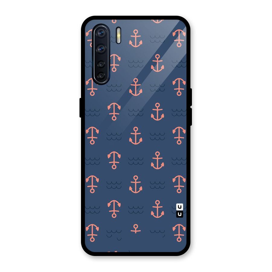 Anchor Sea Blue Glass Back Case for Oppo F15