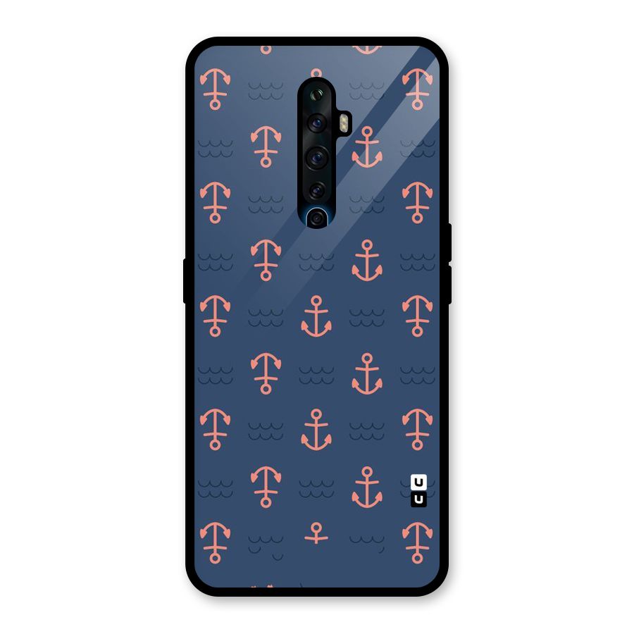 Anchor Sea Blue Glass Back Case for Oppo Reno2 F