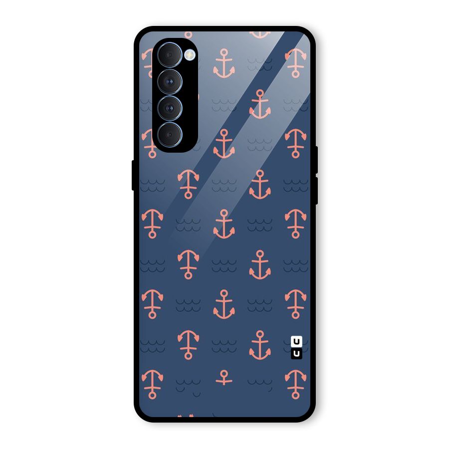 Anchor Sea Blue Glass Back Case for Oppo Reno4 Pro