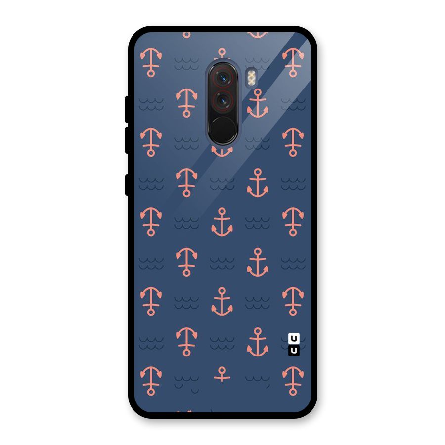 Anchor Sea Blue Glass Back Case for Poco F1