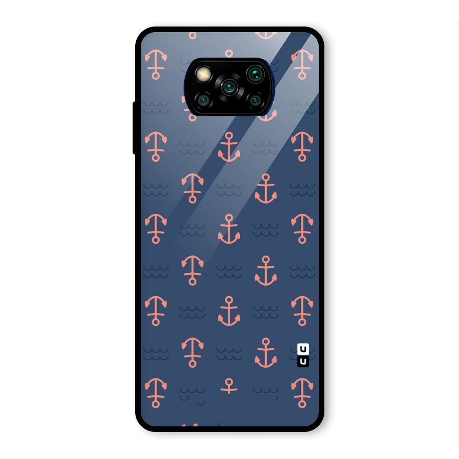 Anchor Sea Blue Glass Back Case for Poco X3 Pro
