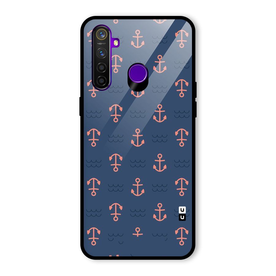Anchor Sea Blue Glass Back Case for Realme 5 Pro