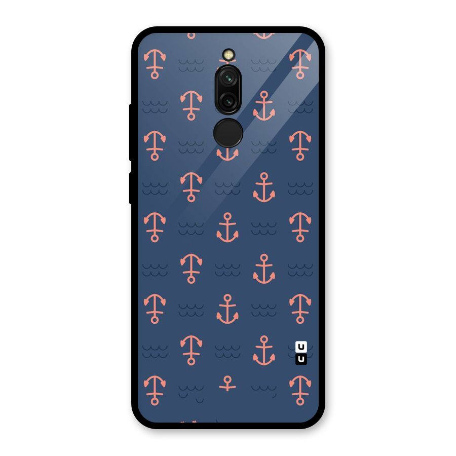 Anchor Sea Blue Glass Back Case for Redmi 8