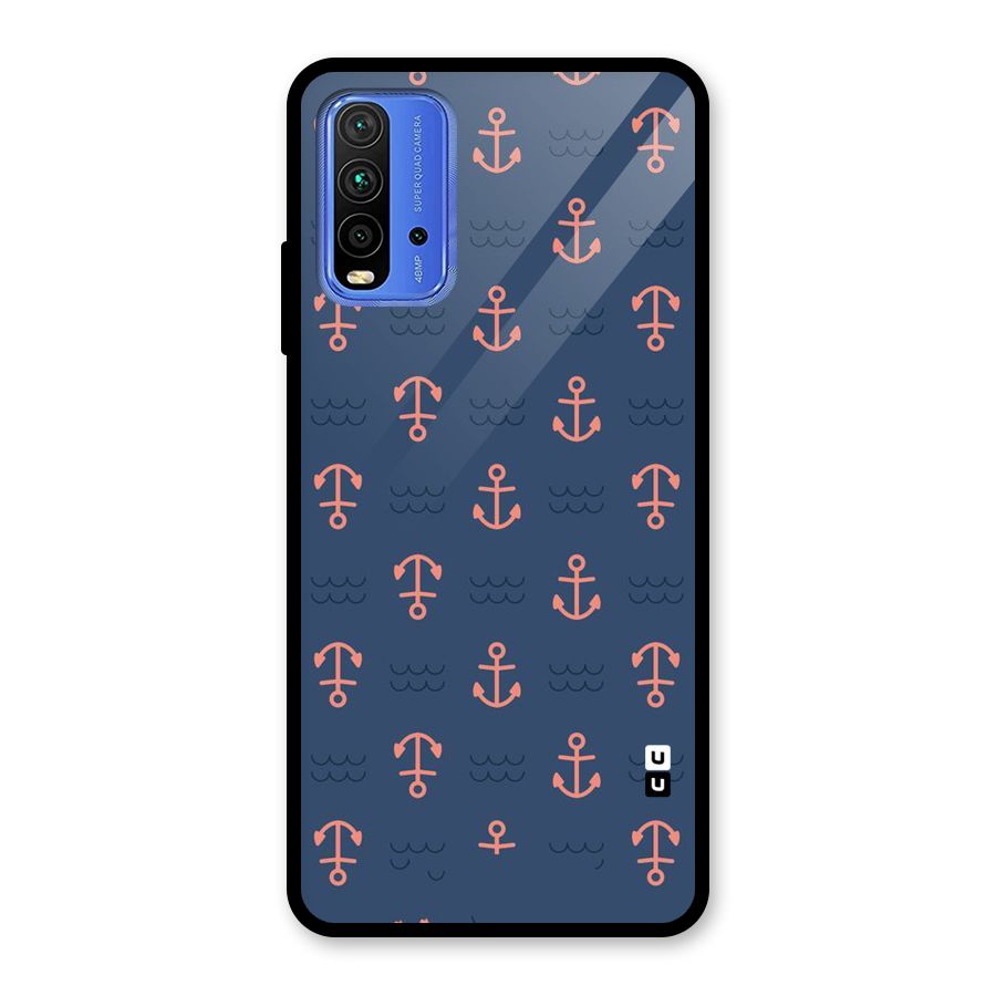 Anchor Sea Blue Glass Back Case for Redmi 9 Power