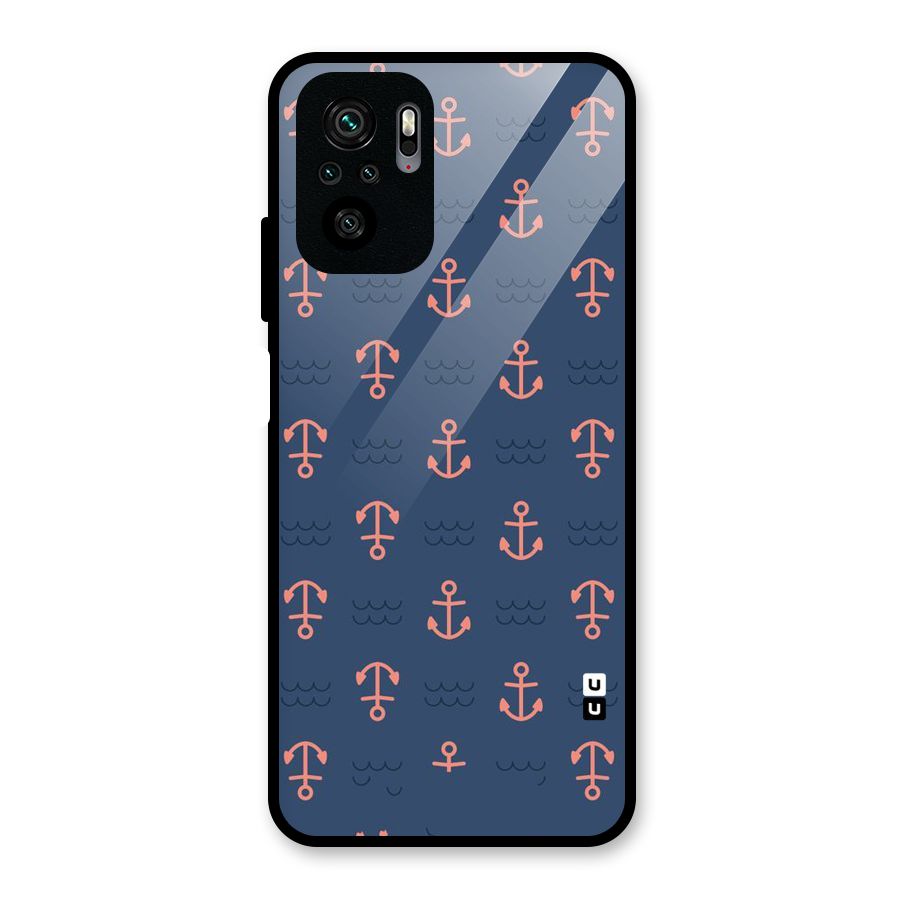 Anchor Sea Blue Glass Back Case for Redmi Note 10S