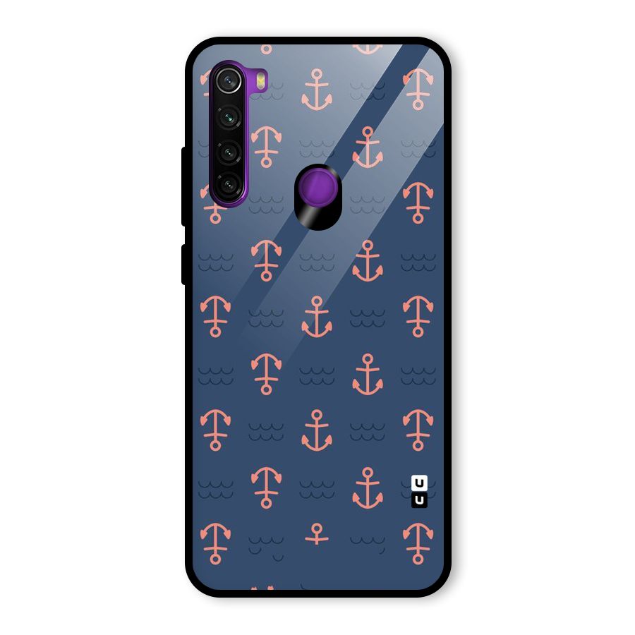 Anchor Sea Blue Glass Back Case for Redmi Note 8