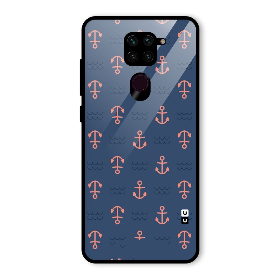 Anchor Sea Blue Glass Back Case for Redmi Note 9