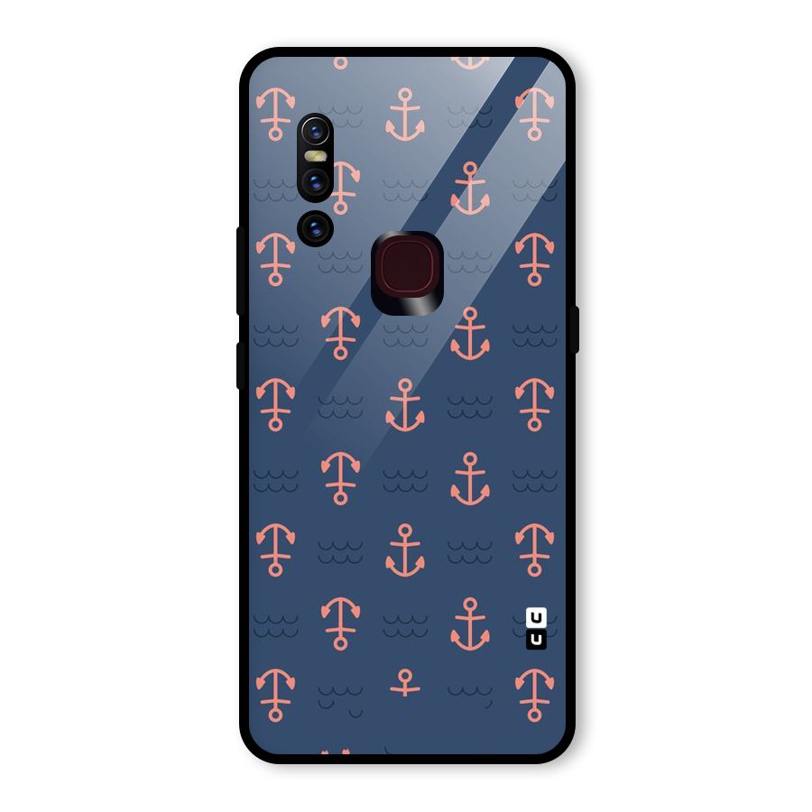 Anchor Sea Blue Glass Back Case for Vivo V15