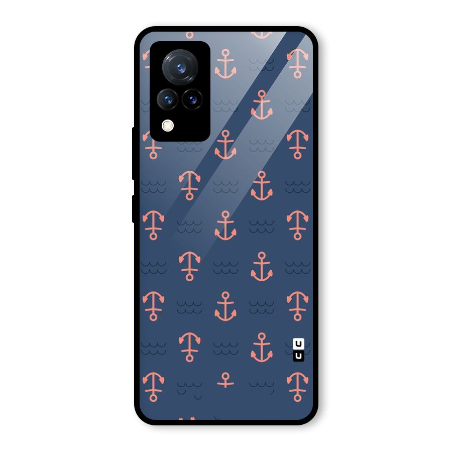 Anchor Sea Blue Glass Back Case for Vivo V21 5G