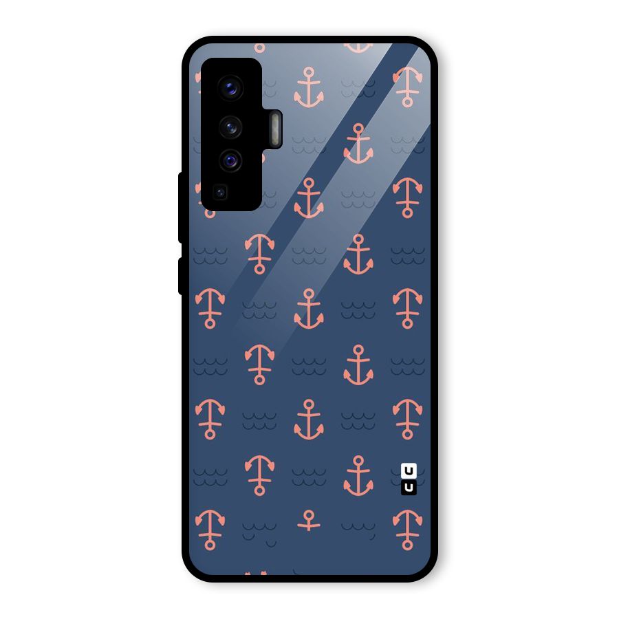 Anchor Sea Blue Glass Back Case for Vivo X50