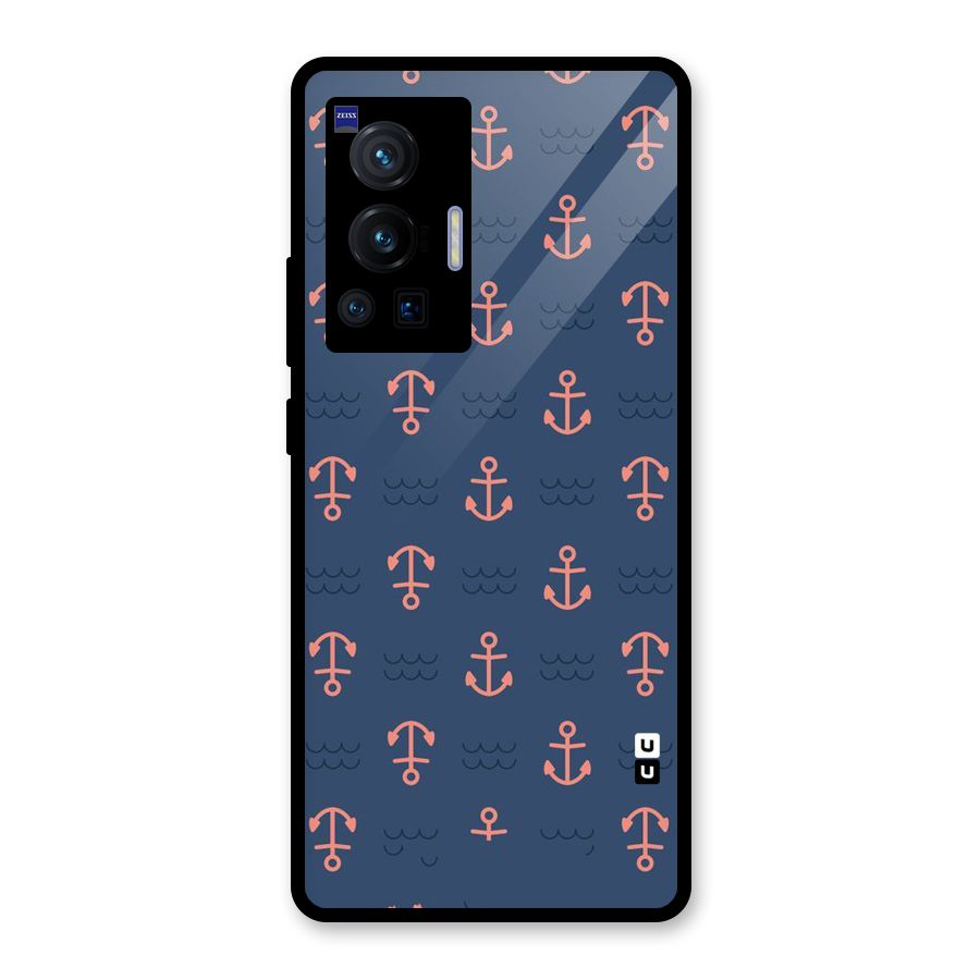 Anchor Sea Blue Glass Back Case for Vivo X70 Pro