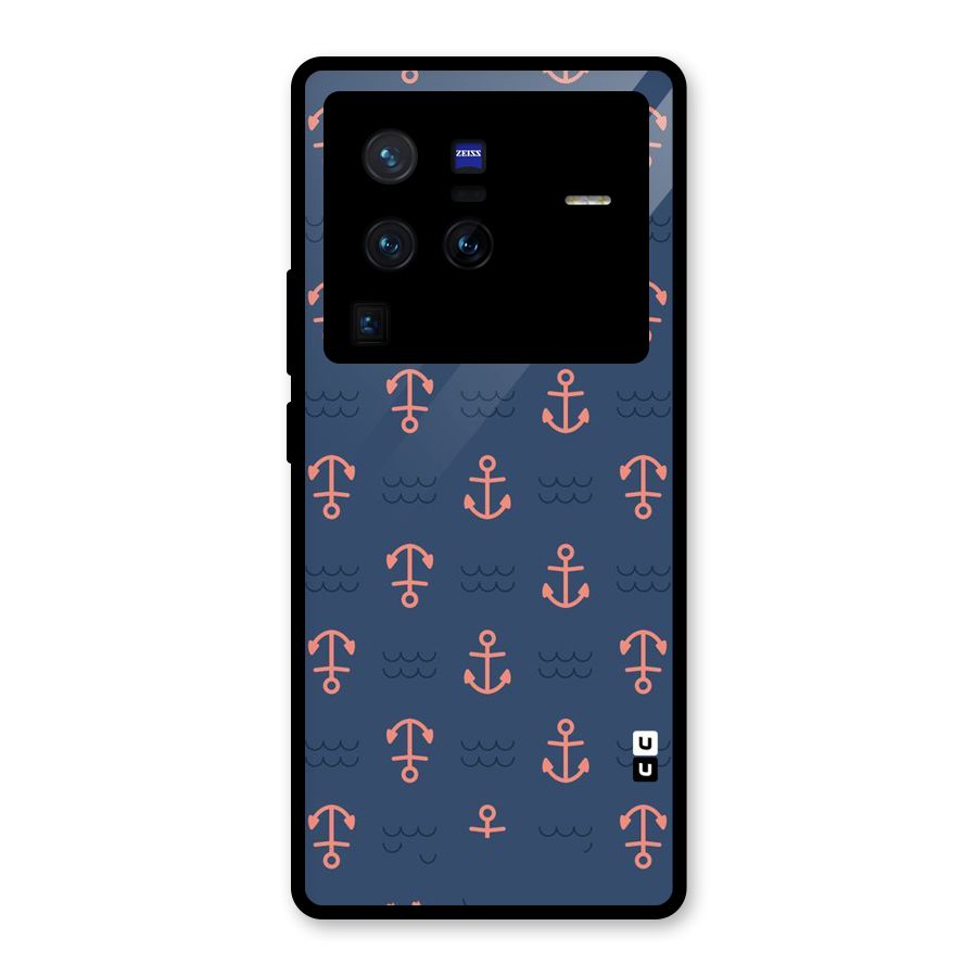Anchor Sea Blue Glass Back Case for Vivo X80 Pro