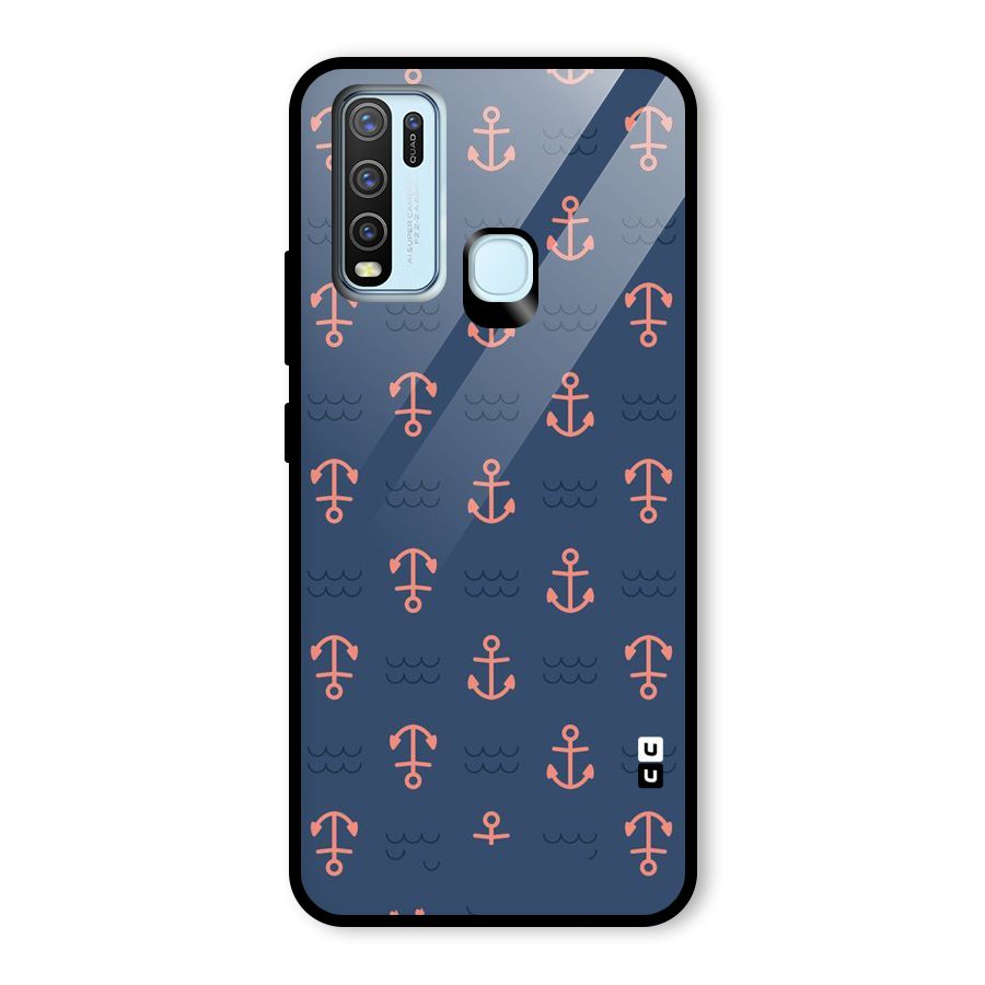 Anchor Sea Blue Glass Back Case for Vivo Y50