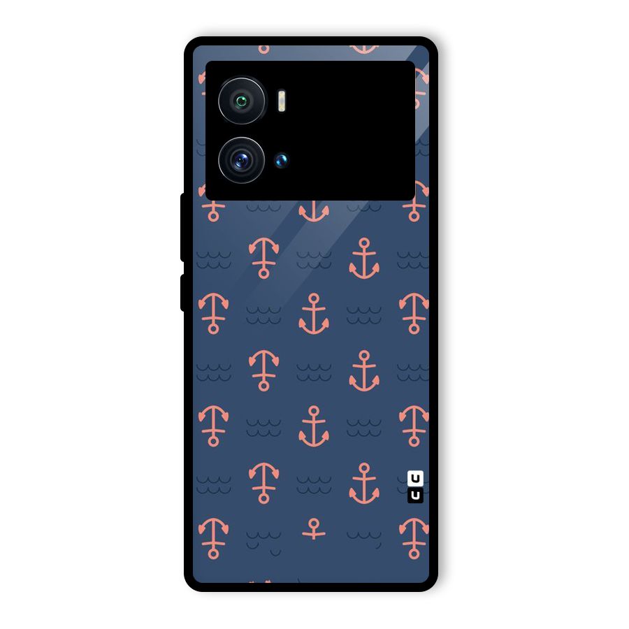 Anchor Sea Blue Glass Back Case for Vivo iQOO 9 Pro