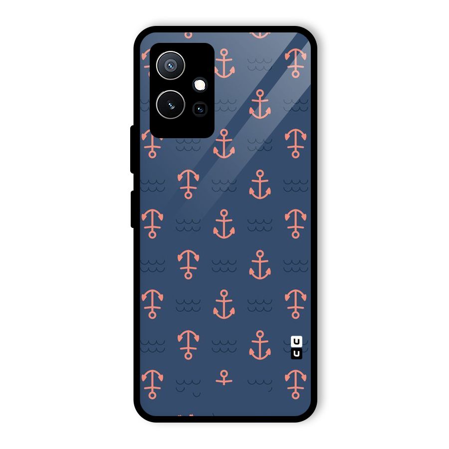Anchor Sea Blue Glass Back Case for Vivo iQOO Z6