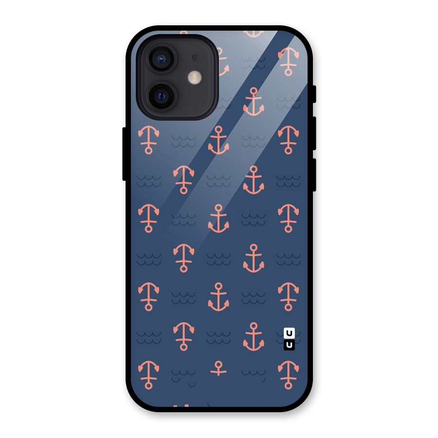 Anchor Sea Blue Glass Back Case for iPhone 12
