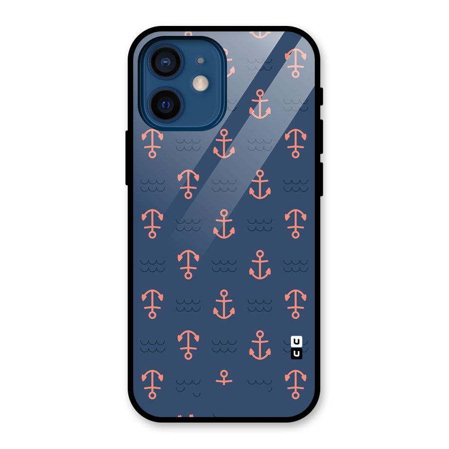 Anchor Sea Blue Glass Back Case for iPhone 12 Mini