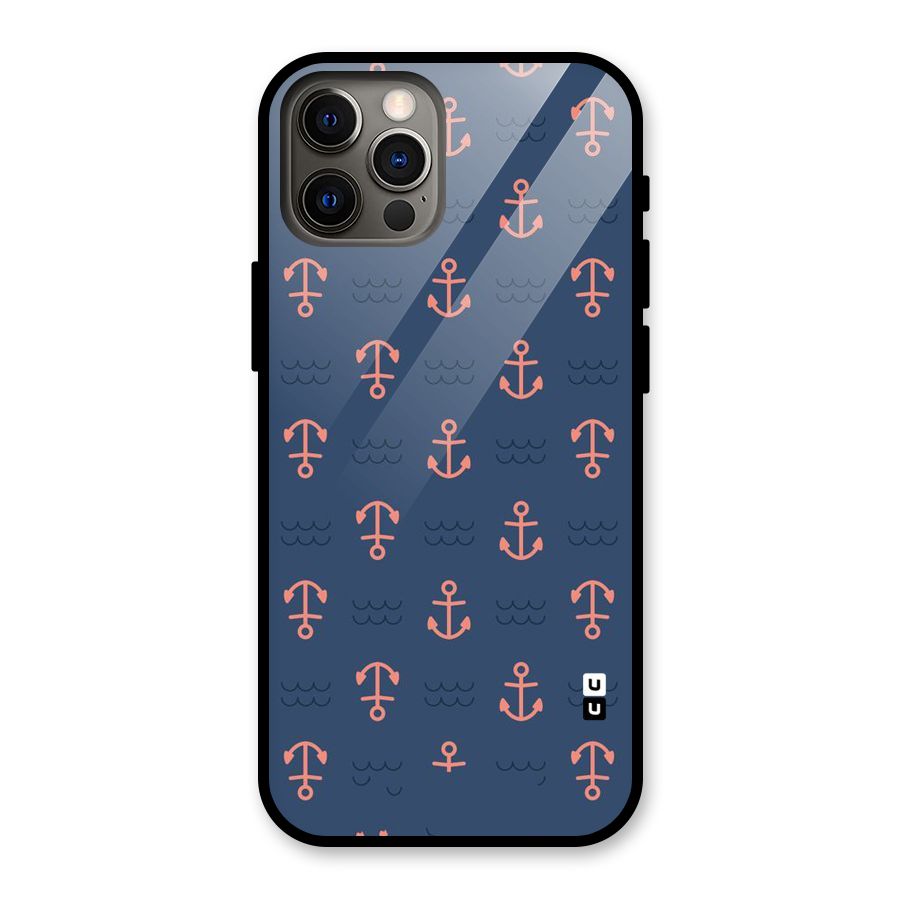 Anchor Sea Blue Glass Back Case for iPhone 12 Pro