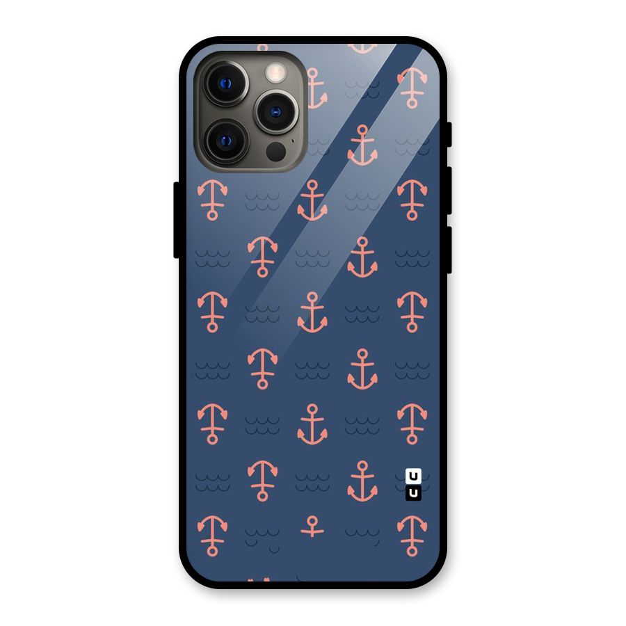 Anchor Sea Blue Glass Back Case for iPhone 12 Pro Max