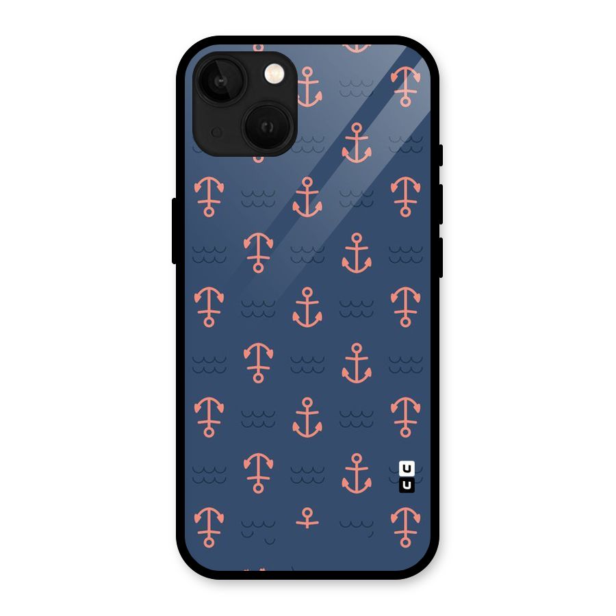 Anchor Sea Blue Glass Back Case for iPhone 13