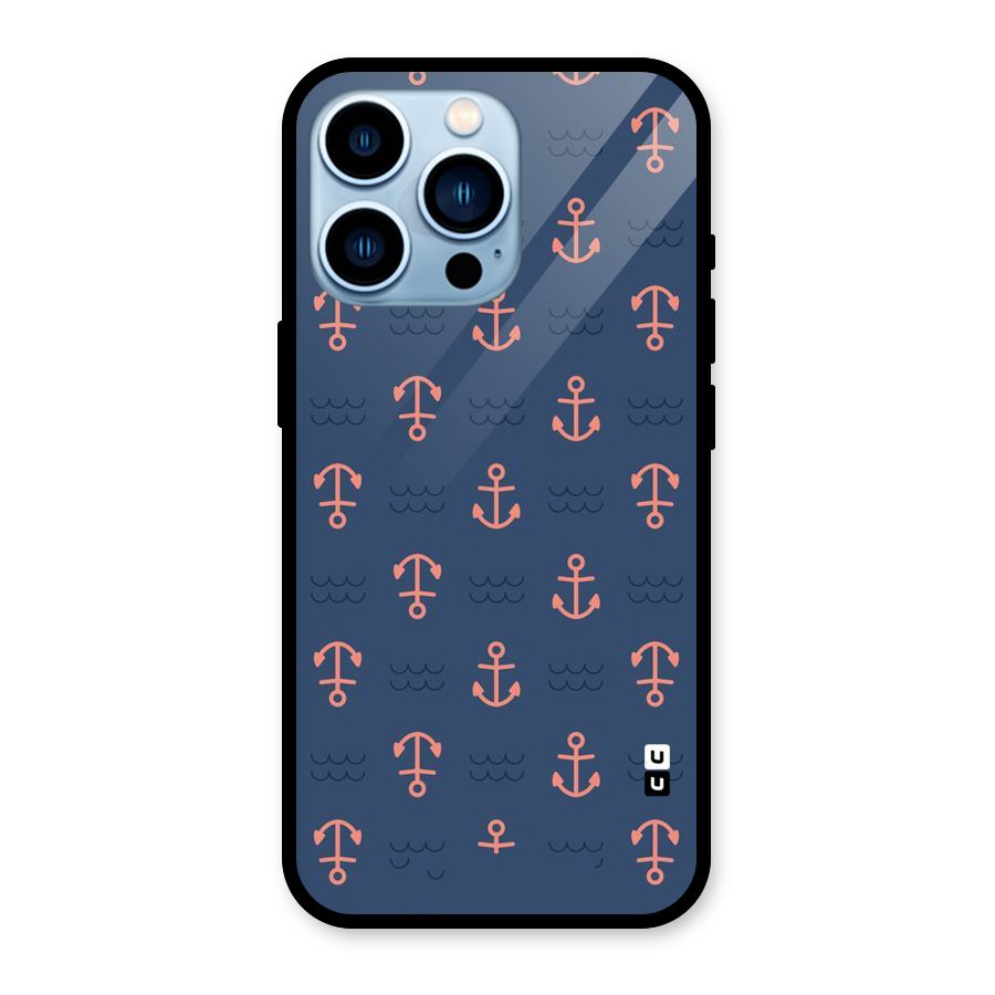 Anchor Sea Blue Glass Back Case for iPhone 13 Pro