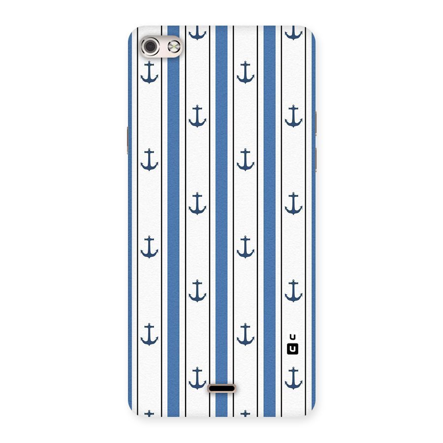 Anchor Stripe Lines Back Case for Micromax Canvas Silver 5