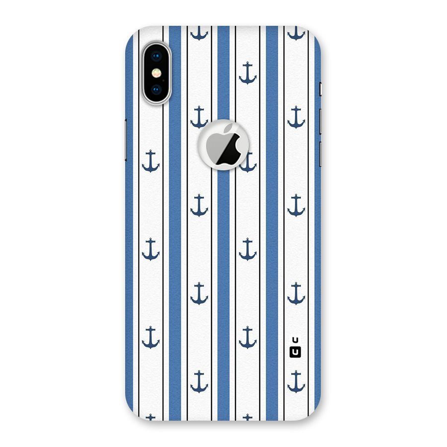 Anchor Stripe Lines Back Case for iPhone X Logo Cut
