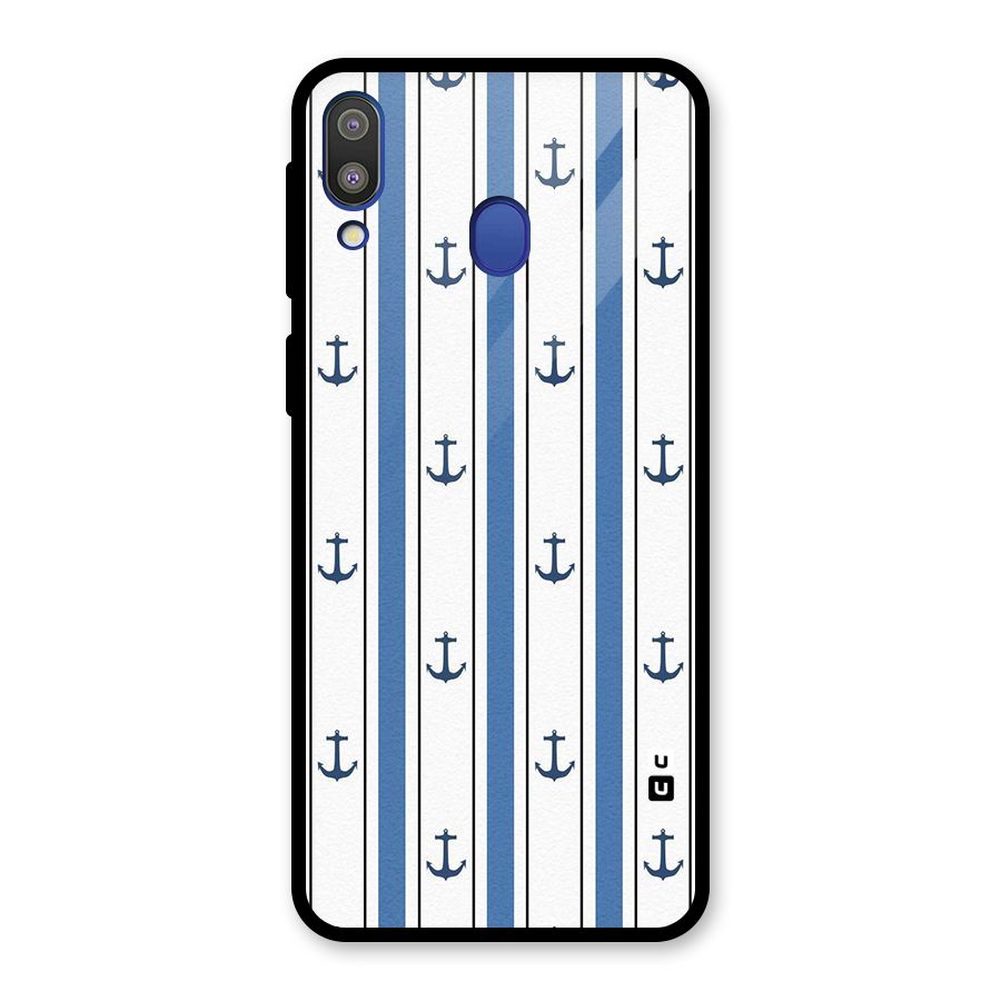 Anchor Stripe Lines Glass Back Case for Galaxy M20