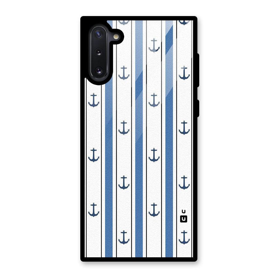 Anchor Stripe Lines Glass Back Case for Galaxy Note 10