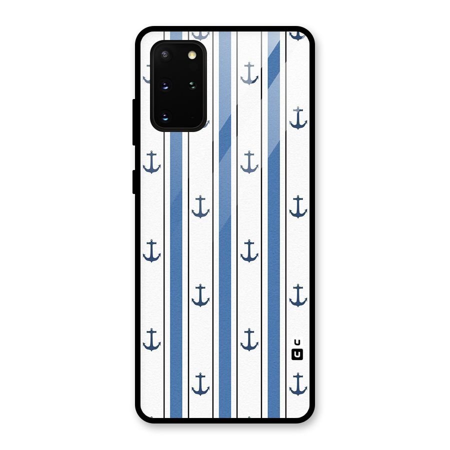 Anchor Stripe Lines Glass Back Case for Galaxy S20 Plus