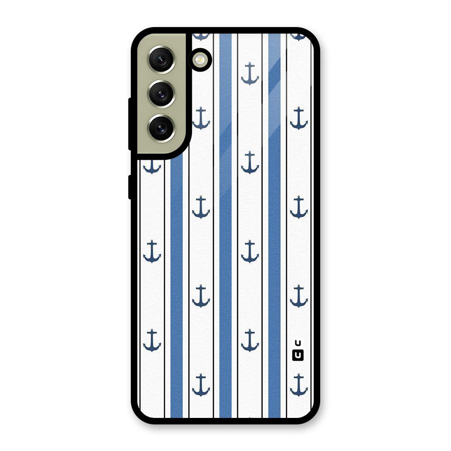 Anchor Stripe Lines Glass Back Case for Galaxy S21 FE 5G