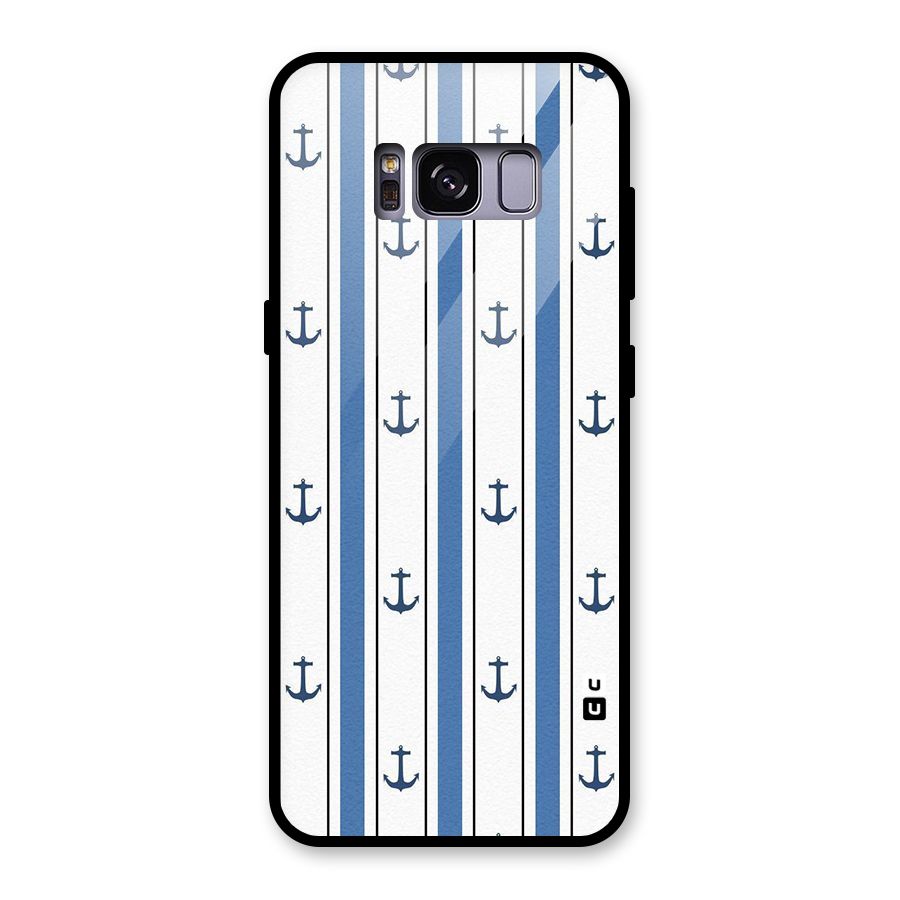 Anchor Stripe Lines Glass Back Case for Galaxy S8