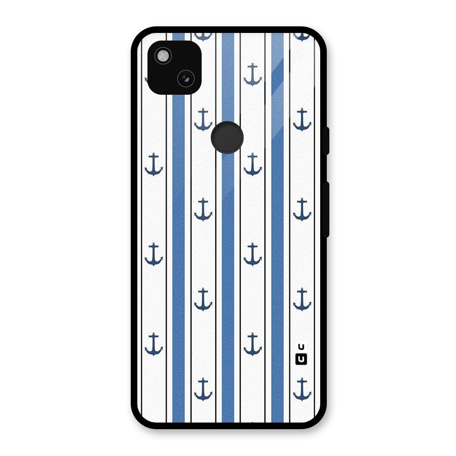 Anchor Stripe Lines Glass Back Case for Google Pixel 4a
