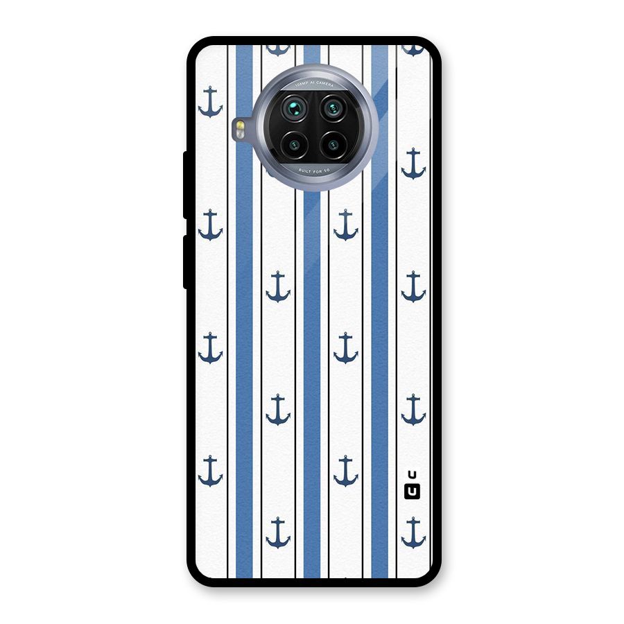 Anchor Stripe Lines Glass Back Case for Mi 10i