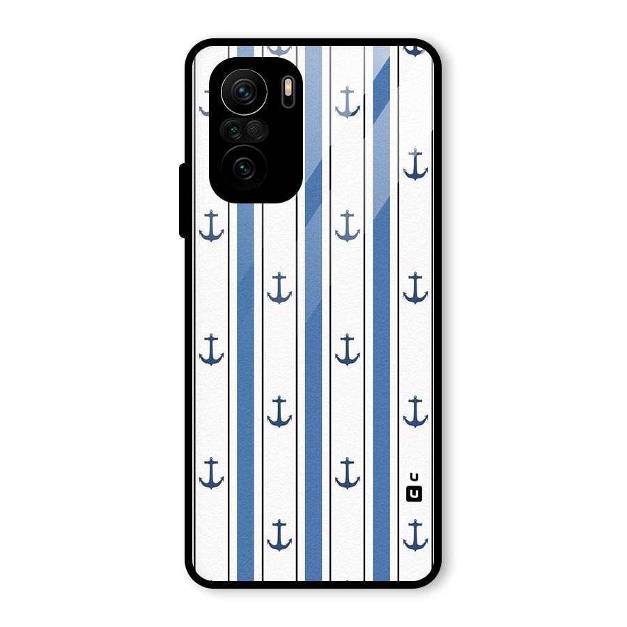 Anchor Stripe Lines Glass Back Case for Mi 11x