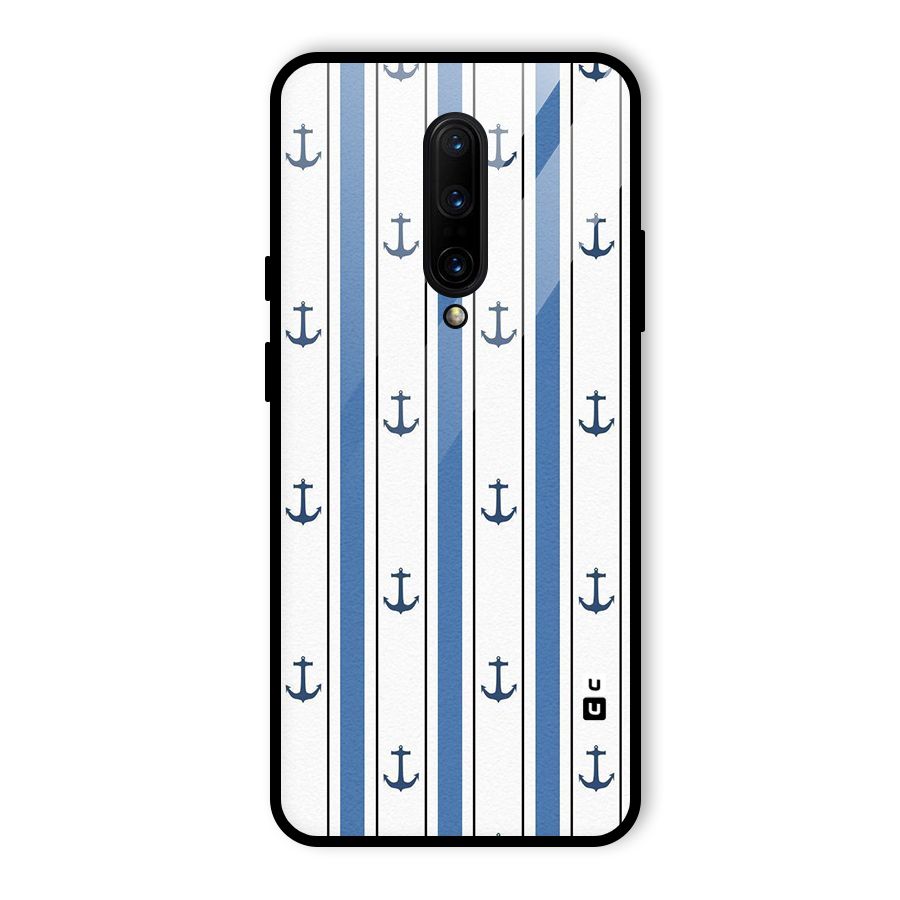 Anchor Stripe Lines Glass Back Case for OnePlus 7 Pro