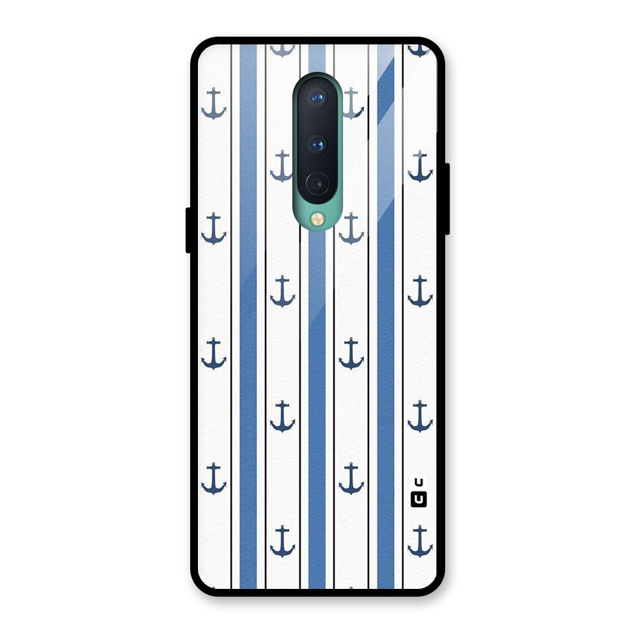 Anchor Stripe Lines Glass Back Case for OnePlus 8