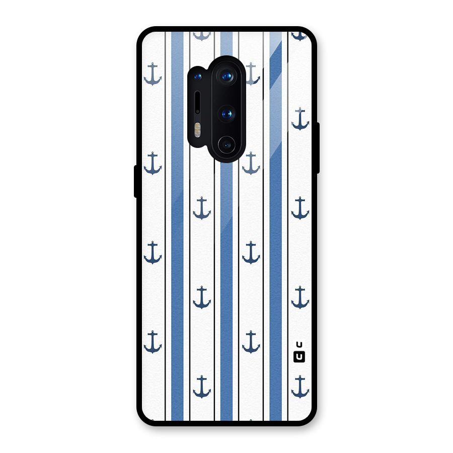 Anchor Stripe Lines Glass Back Case for OnePlus 8 Pro
